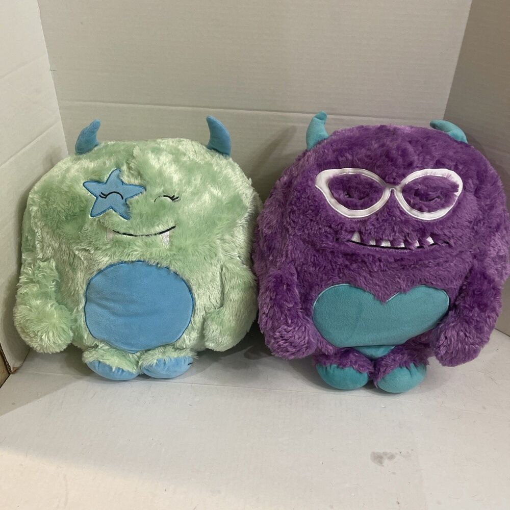 2 Silverone Huggable Frindd Monster Plush Reen Purple 14x14 Pillow